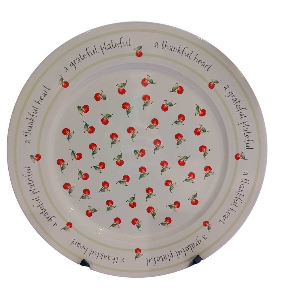 Hallmark Gratitude Plate Cherry Pattern A Grateful Plateful A Thankful Heart 12"